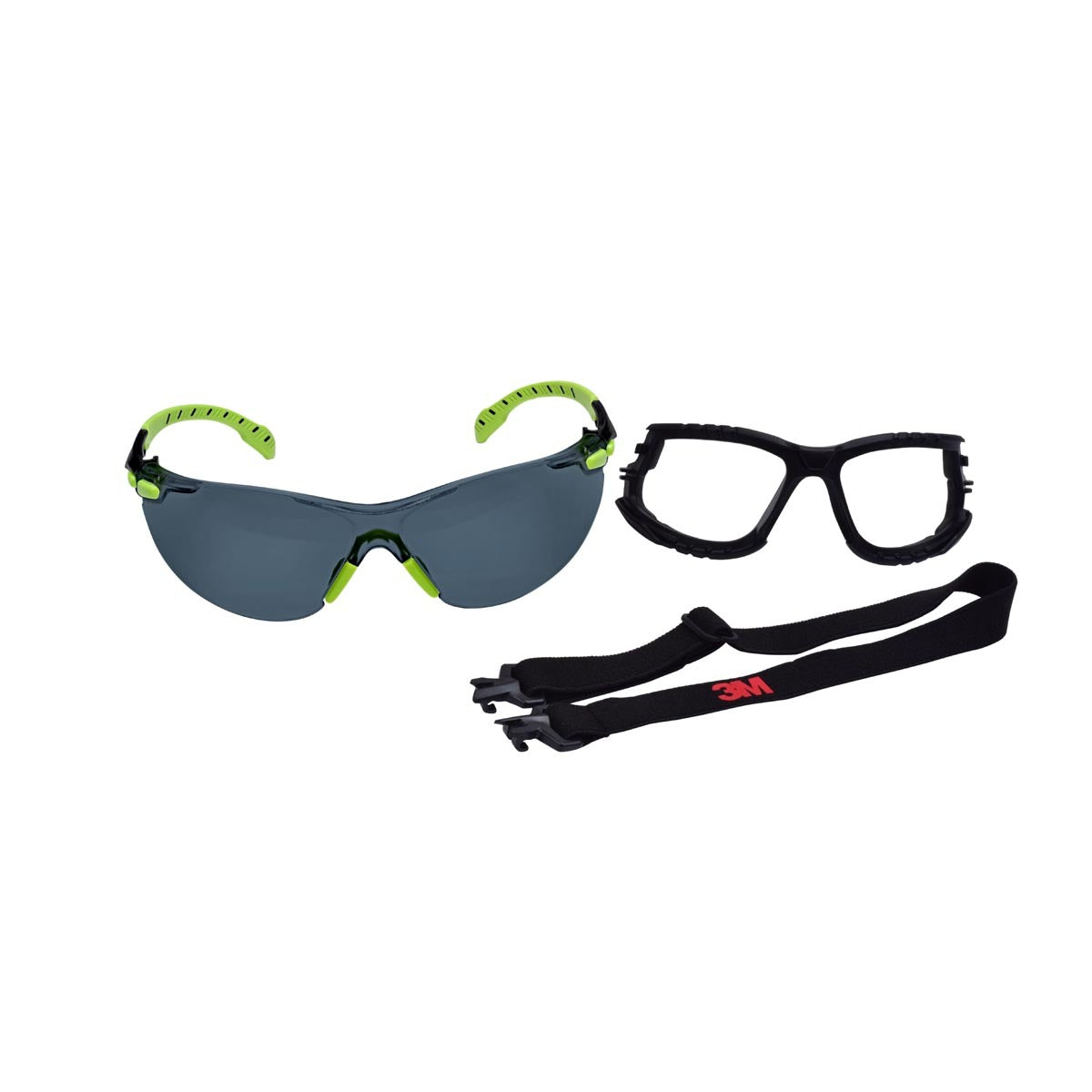 3M™ Solus™ Black and Green Safety Glasses With Gray Anti-Scratch/Anti-Fog Lens