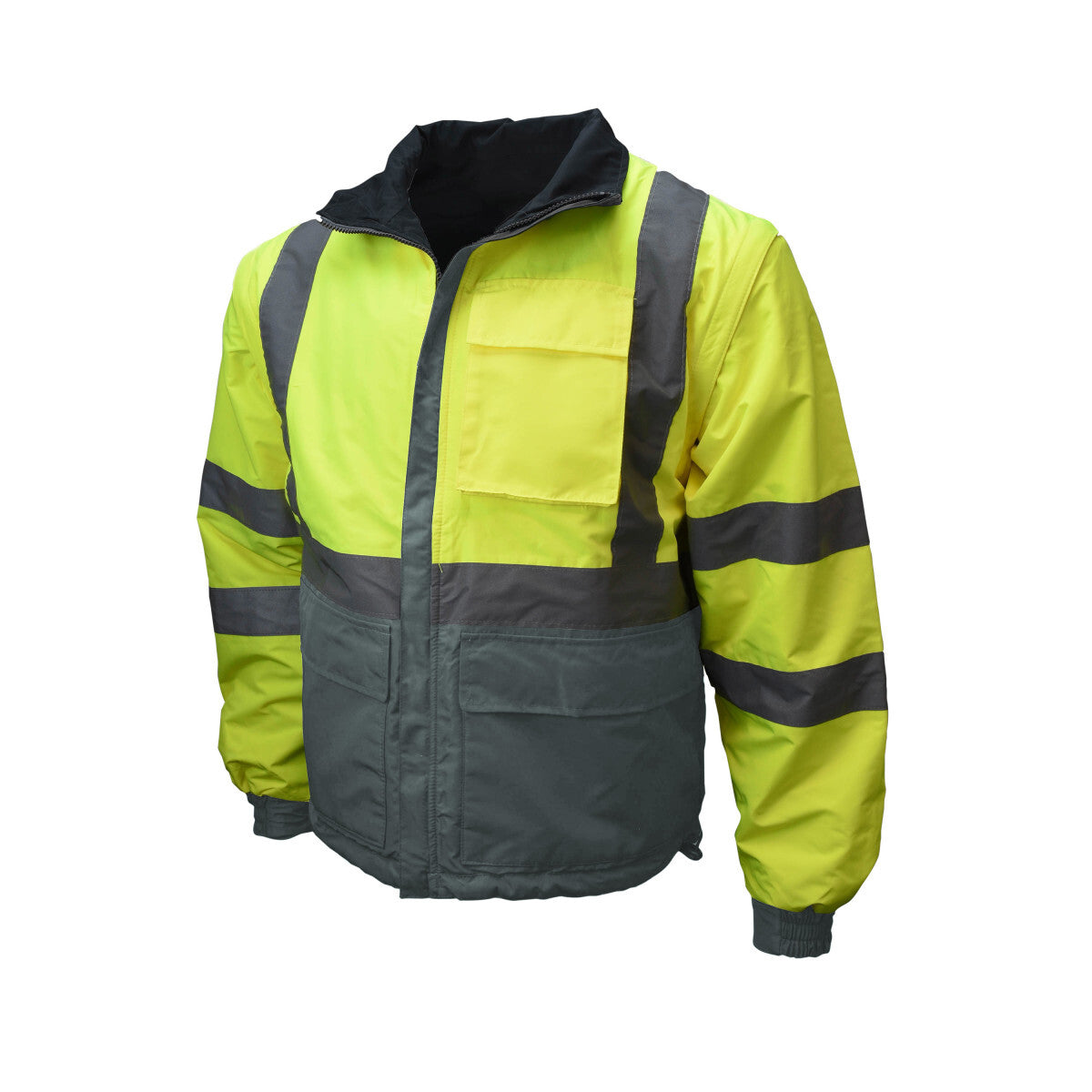 Radians Medium Hi-Viz Green / Gray Water and Wind Resistant 100% Polyester Twill - DWR Coated Jacket