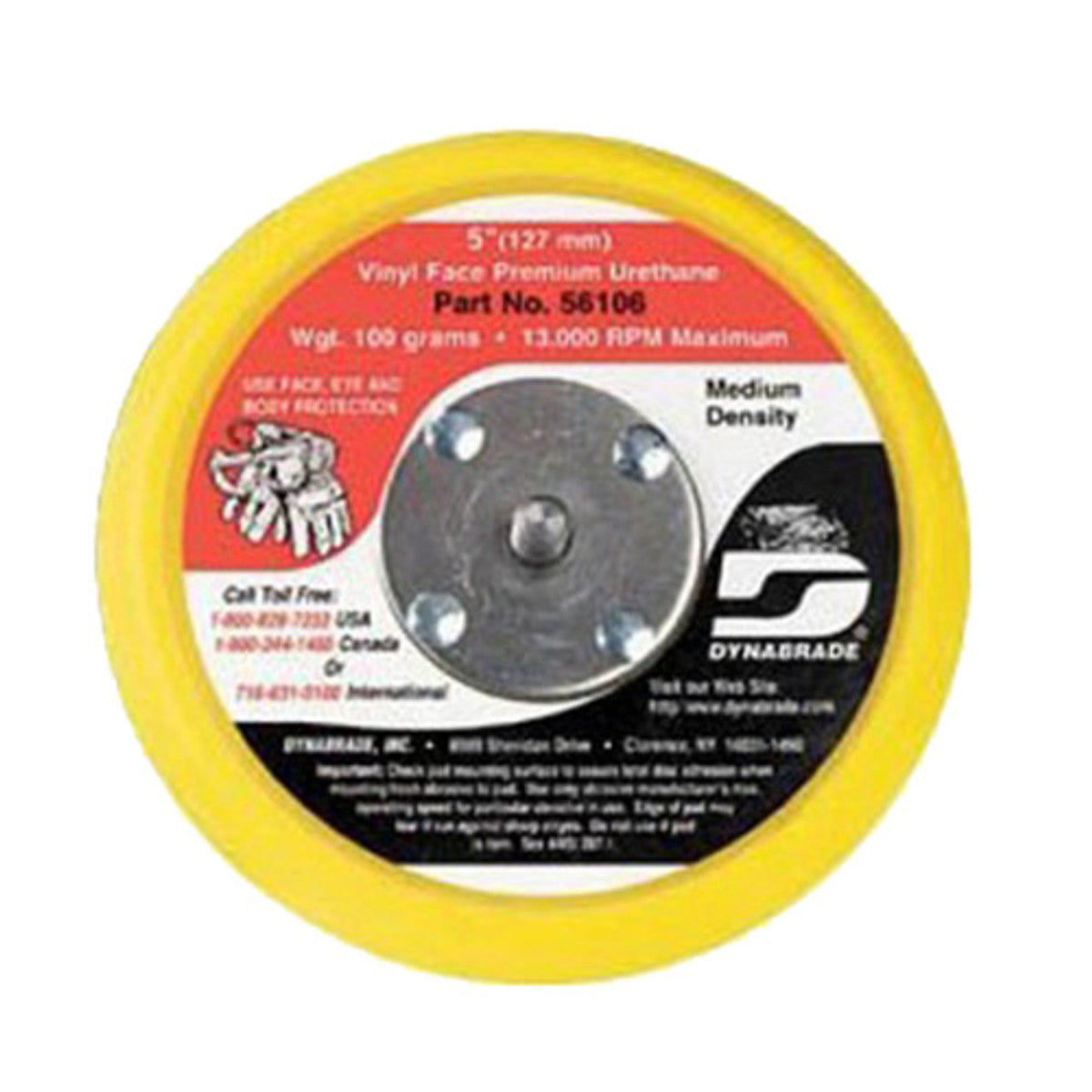 Dynabrade 56106 5" Non-Vacuum Backing Disc Pad, Vinyl-Face