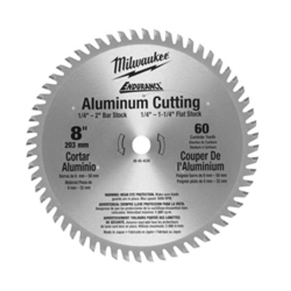 Milwaukee 48-40-4530 8" 60T Circular Saw Blade, Aluminum Metal Cut
