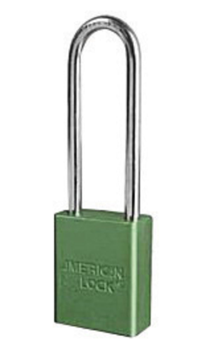 American Lock® Green 1 1/2" X 3/4" Aluminum 5 Pin Safety Lockout Padlock With 1/4" X 3" X 3/4" Shackle (Keyed Alike)
