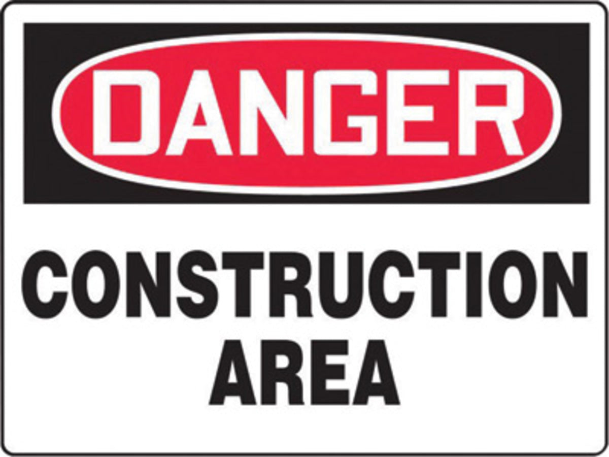 Accuform Signs® 7" X 10" White/Black/Red Aluminum Safety Sign "DANGER CONSTRUCTION AREA KEEP OUT"