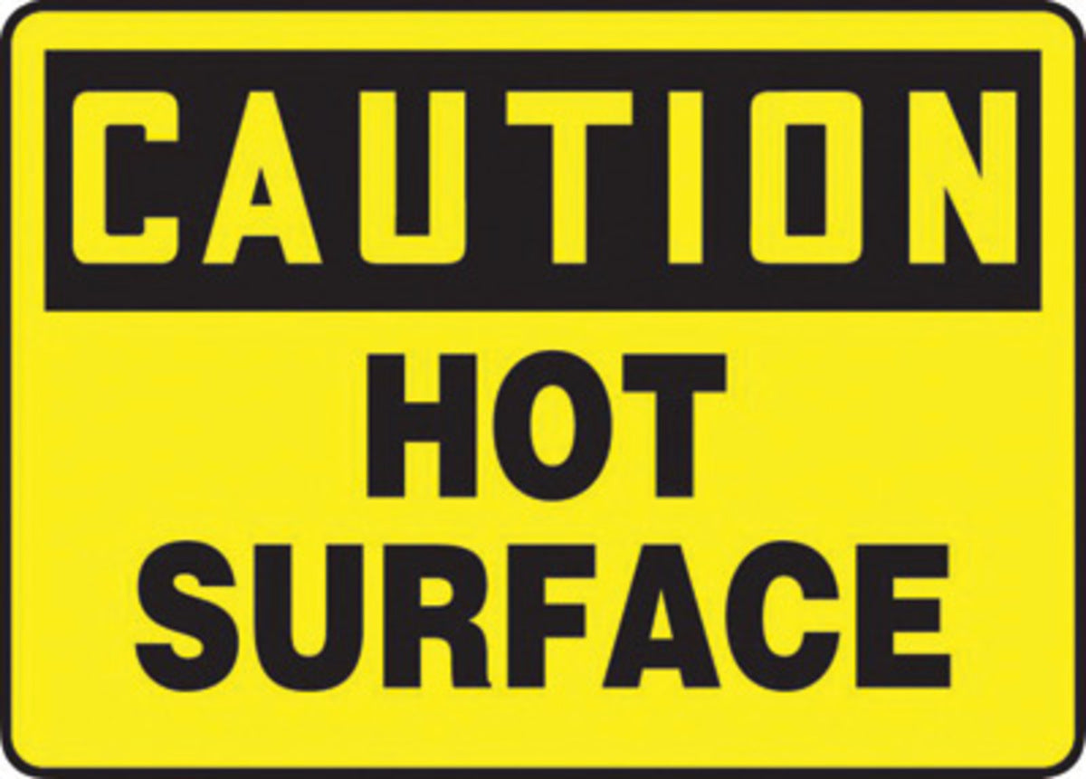 Accuform Signs® 10" X 14" Black/Yellow Aluminum Safety Sign "CAUTION HOT SURFACE"