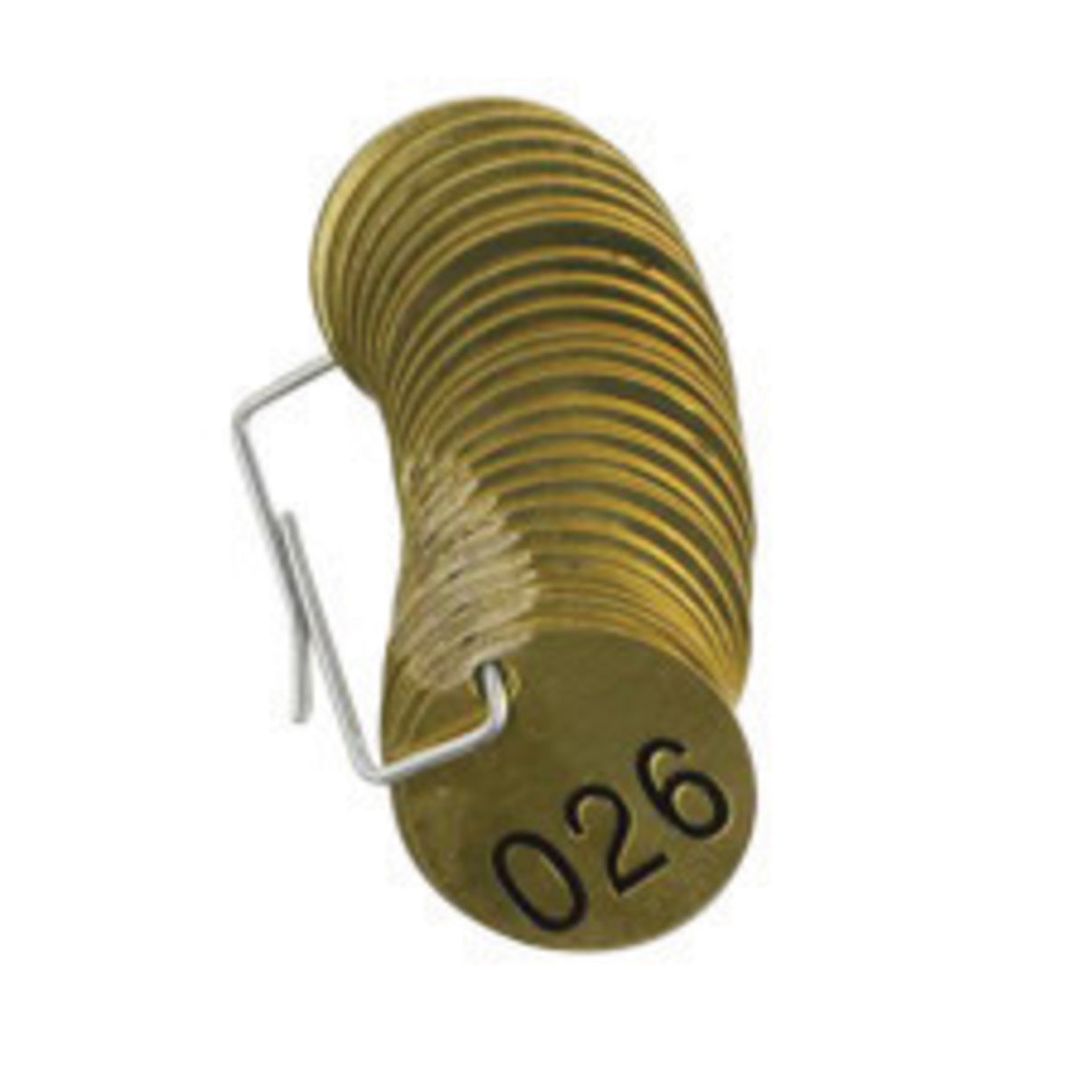 Brady® 1 1/2" Black/Brass Rigid Brass Tag (25 Per Pack) "Numbered Only"