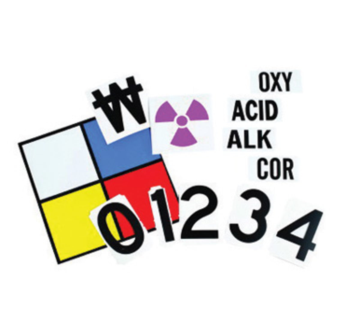Brady® 10" X 10" X .004" Black, Blue, Red And Yellow On White Vinyl Safety Sign Kit "HEALTH HAZARD SPECIFIC HAZARD FIRE HAZARD INSTABILITY"