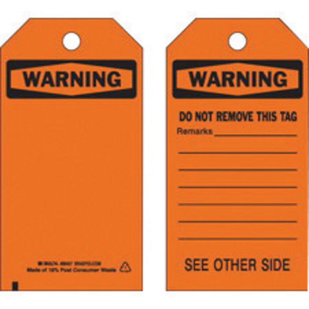Brady® 5 3/4" X 3" Black/Orange Rigid Polyester Tag (10 Per Pack)