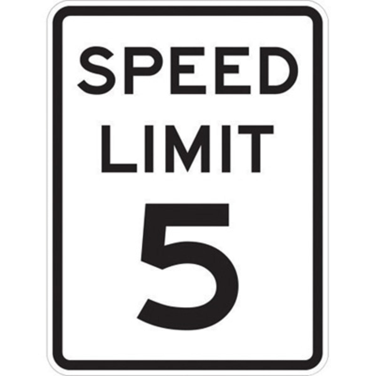 Brady® 24" X 18" X .090" Black and White Reflective/Rigid Aluminum Parking And Traffic Sign "SPEED LIMIT 5 MPH"