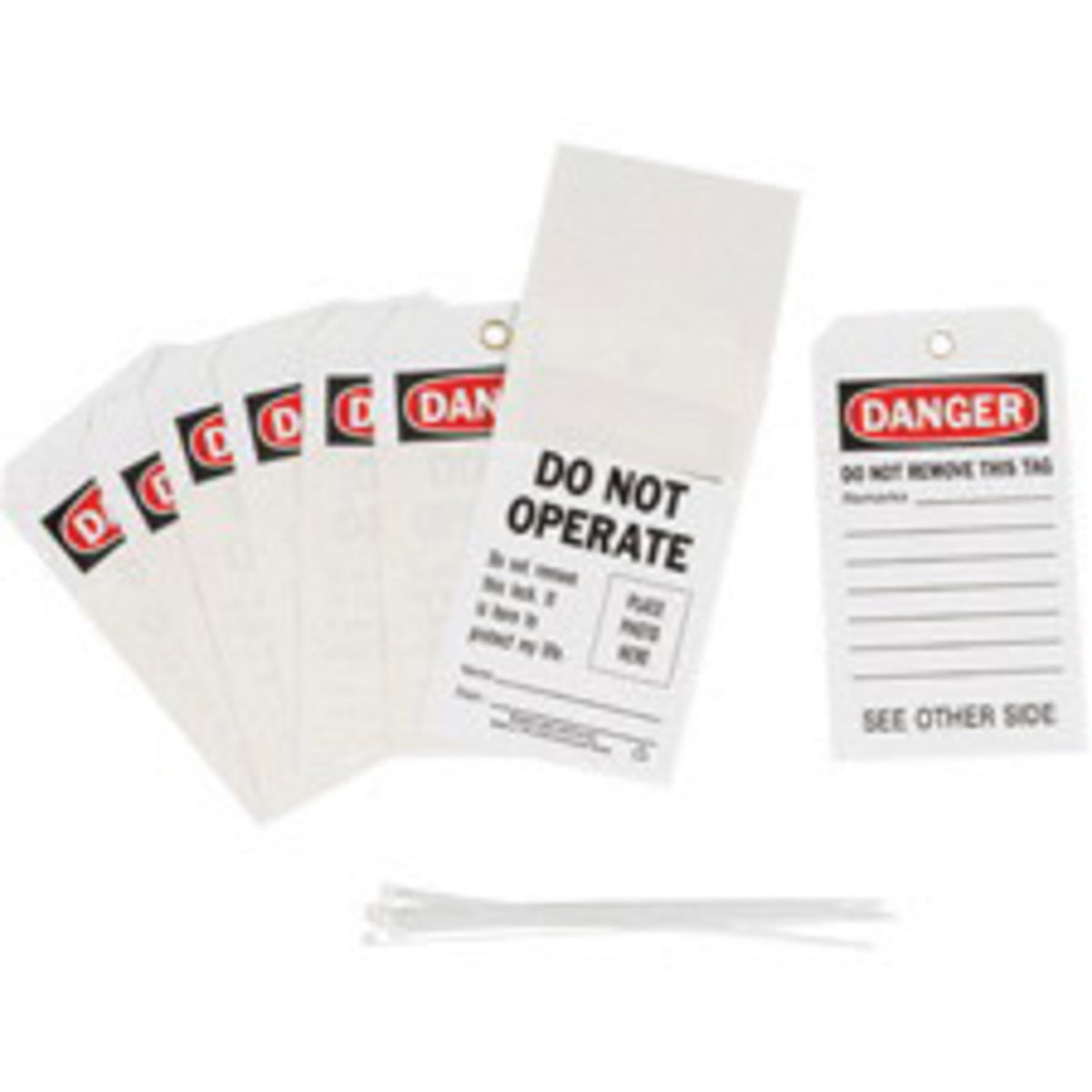 Brady® 7" X 4" Black/Red/White Rigid Polyester Tag (10 Per Pack) "DO NOT OPERATE DO NOT REMOVE THIS LOCK. IT IS HERE TO PROTECT MY LIFE. NAME___DEPT___"