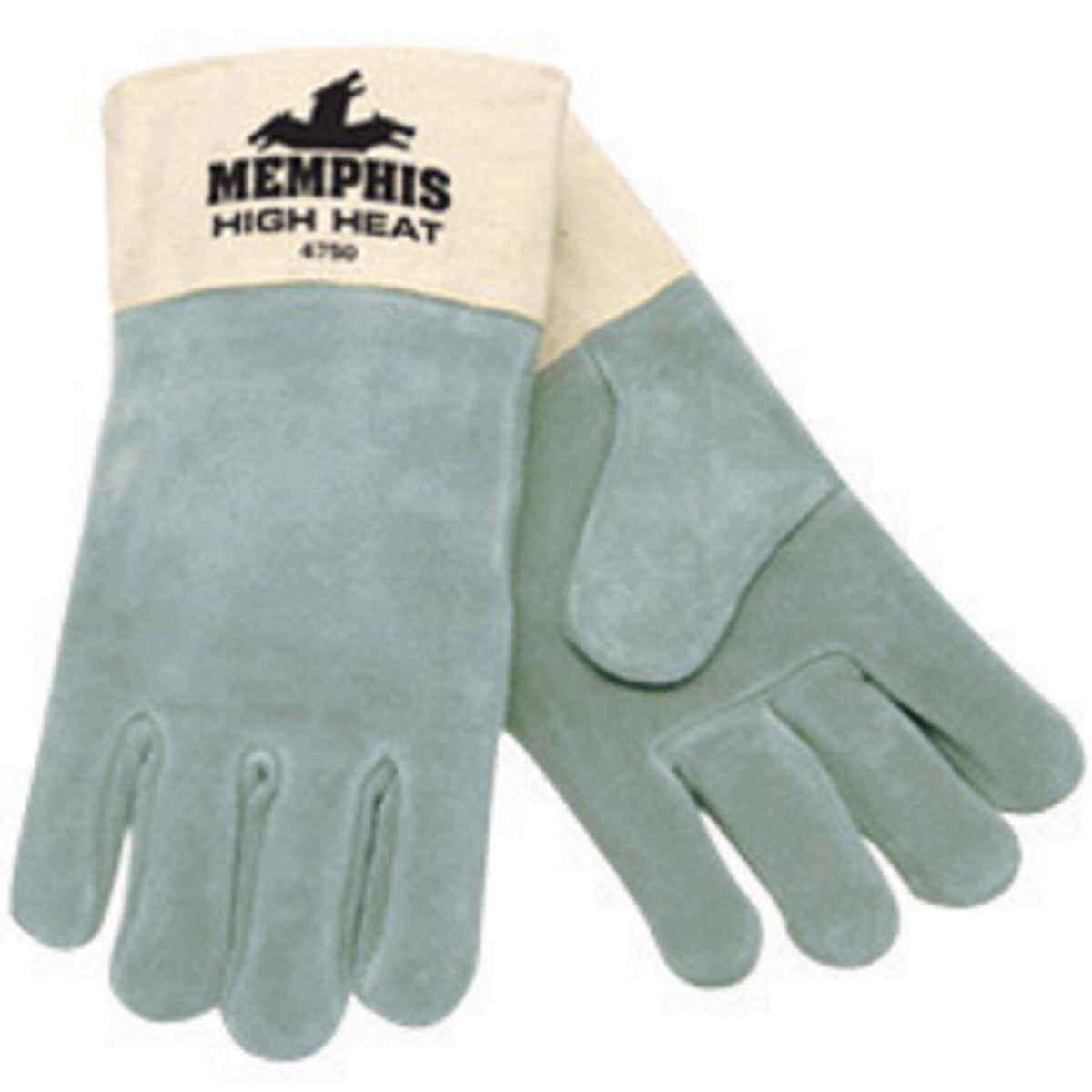 MCR Safety X-Large Gray Heavy Weight Leather Heat Resistant Gloves With 3 1/2" Duck Cuff, Wool Lining And Wing Thumb