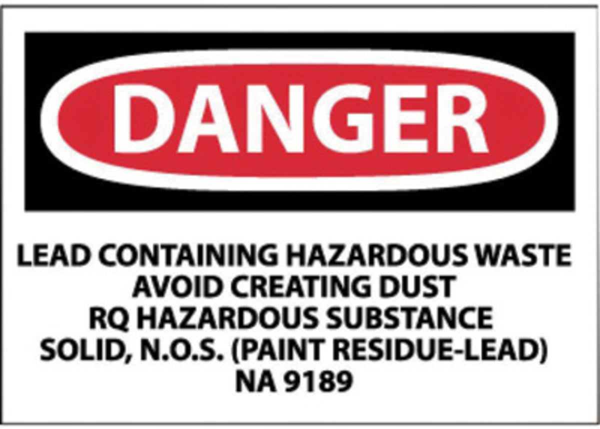 AccuformNMC™ 3" X 5" Black/Red/White Adhesive Backed Vinyl (500 Per Pack) "LEAD CONTAINING HAZARDOUS WASTE"