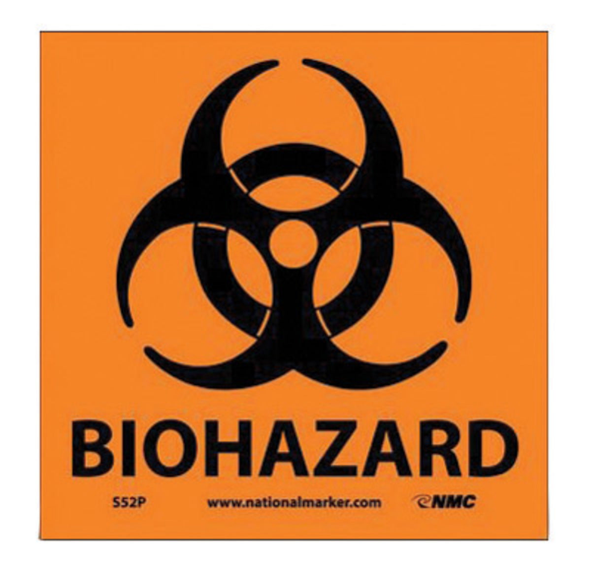 AccuformNMC™ 3" X 3" Black/Orange Pressure Sensitive/Adhesive Backed Paper (500 Per Roll) "BIOHAZARD"
