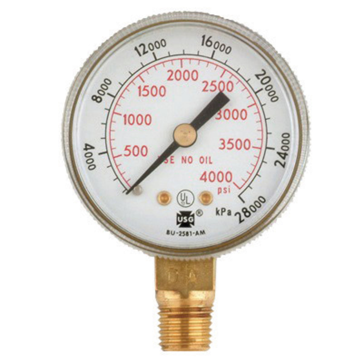 Victor® 2" Brass 4000 psi Regulator Gauge