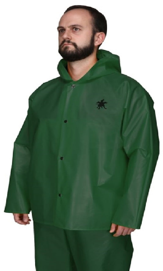 MCR Safety X-Large Green Navigator .25 mm TPU / Nylon Rain Jacket With Attached Hood
