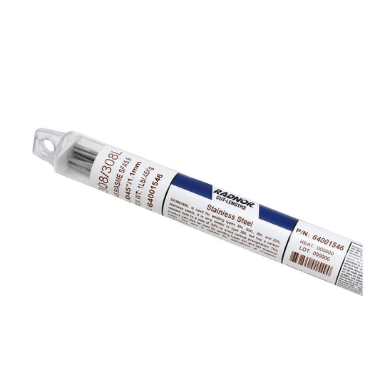 .045" X 36" ER308L RADNOR™  Stainless Steel TIG Rod 1 lb Tube