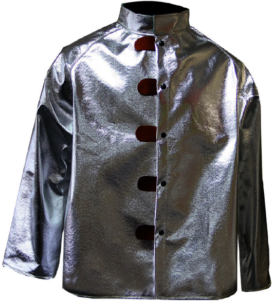 Chicago Protective Apparel 2X Silver Aluminized Carbon Para-Aramid Blend Jacket With Covered Snaps and FR Cotton Lined Collar