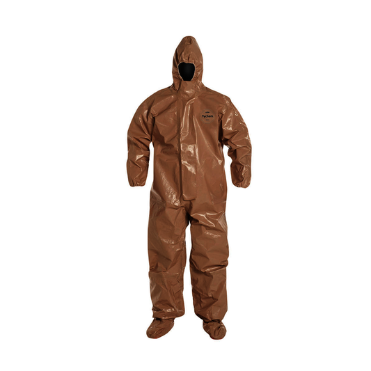 DuPont™ 2X Tan Tychem® 5000 18 mil Tychem® 5000 Chemical Protective Coveralls (With Respirator Fitting Hood, Elastic Wrists And Attached Socks)