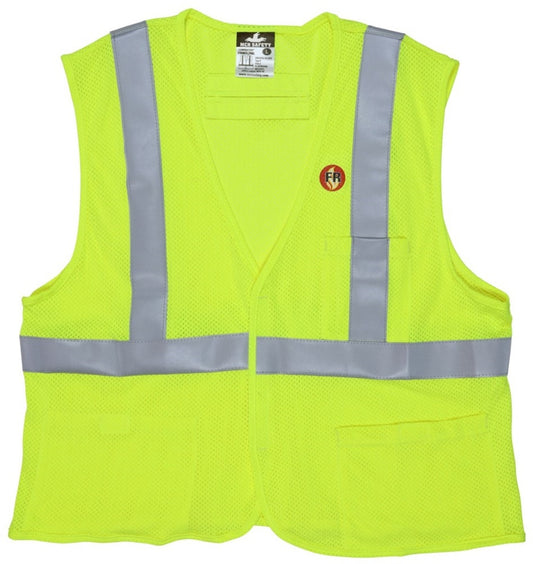 MCR Safety X-Large Hi-Viz Yellow Flame Resistant Mesh Modacrylic / Aramid Vest