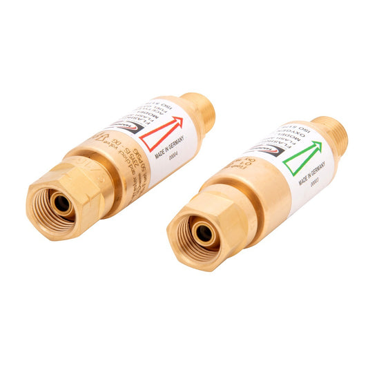 Harris® FlashGuard® Model 88-5 FBR (R&L) Fuel Gas And Oxygen Regulator Type Flashback Arrestor Set