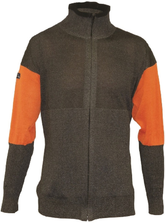 Tuff-N-Lite® Medium Black And Orange High Performance Polyethylene Yarn A5 - A9 ANSI Level Cut Resistant Jacket With Zipper Closure