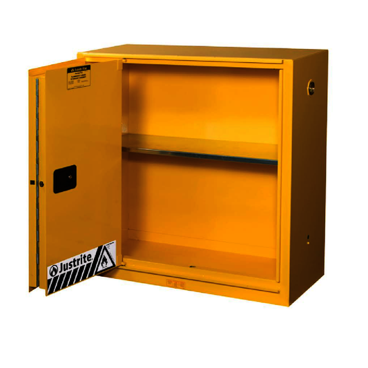 Justrite® Sure-Grip® EX 40 Gallon Yellow 18 Guage Steel Safety Cabinet With Self-Close Door