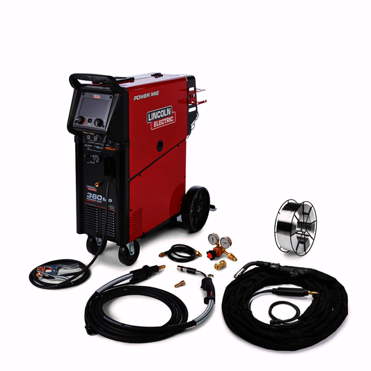 Lincoln Electric® POWER MIG® 360MP Aluminum One-Pak® Single Phase MIG Welder With 208 - 575 Input Voltage, 360 Amp Max Output, Pulse-on-Pulse® Delivery, ArcFX™ Technology And Accessory Package
