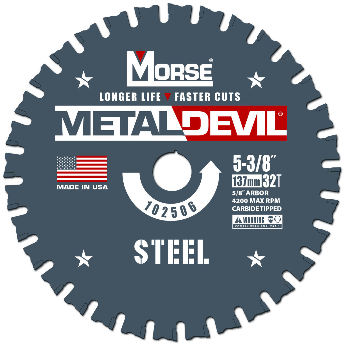 Morse® 5 3/8" 32 Teeth Metal Devil Carbide Tipped Circular Saw Blade (For Steel Cutting)
