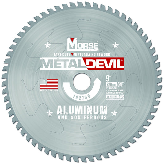 Morse® 9" 64 Teeth Metal Devil Carbide Tipped Circular Saw Blade (For Aluminum Cutting)