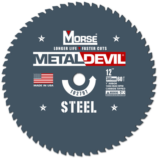 Morse® 12" 60 Teeth Metal Devil Carbide Tipped Circular Saw Blade (For Steel Cutting)