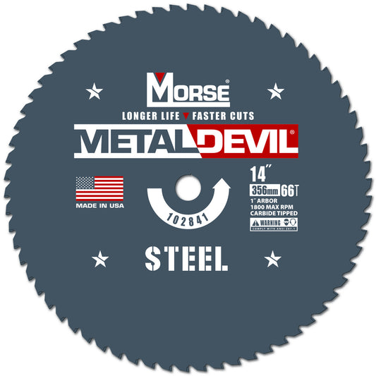 Morse® 14" 66 Teeth Metal Devil Carbide Tipped Circular Saw Blade (For Steel Cutting)