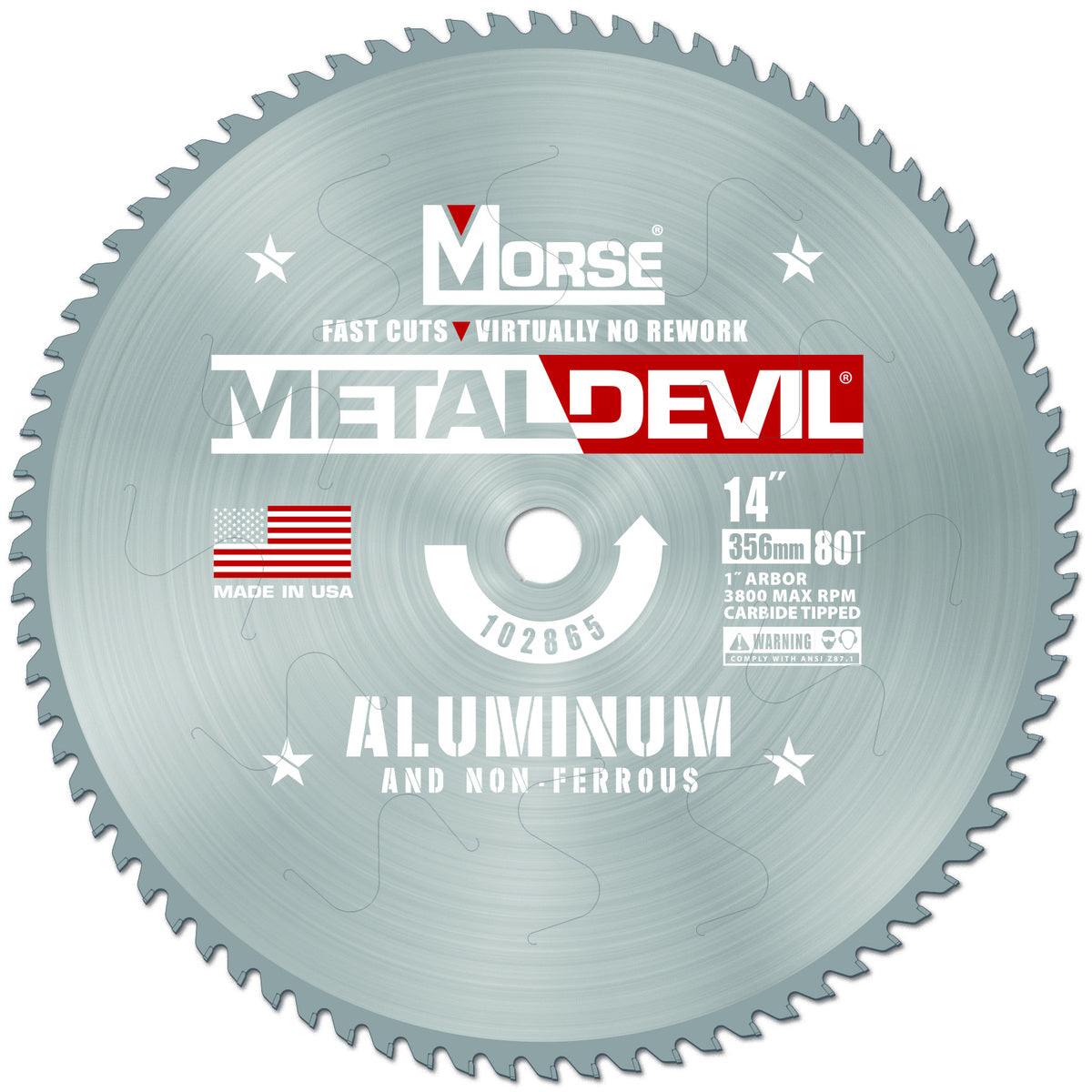 Morse® 14" 80 Teeth Metal Devil Carbide Tipped Circular Saw Blade (For Aluminum Cutting)