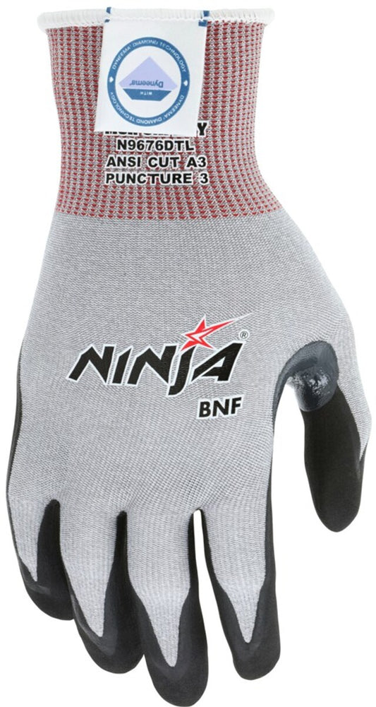 MCR Safety X-Large Ninja™ BNF 15 Gauge Dyneema®, Nylon, And Fiberglass Cut Resistant Gloves With Nitrile Coated Palm