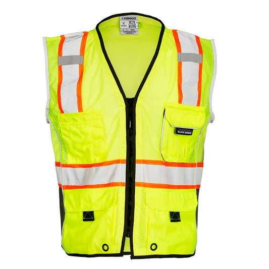 Kishigo X - Large Hi - Viz Yellow Ultra-Cool™ Class 2 Polyester Premium Black Series Heavy Duty Vest