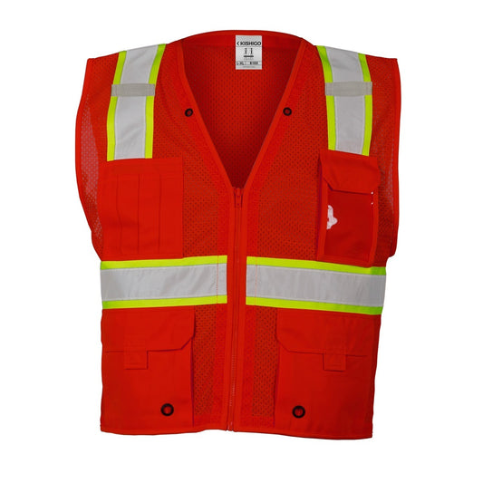 Kishigo Large - X - Large Red Polyester Enhanced Visibility Multi-Pocket Vest