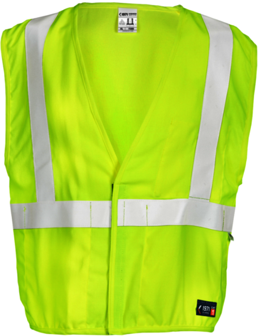 Kishigo X-Large Hi-Viz Green GlenGuard® Modacrylic Mesh Flame Resistant Vest With Hook And Loop Closure