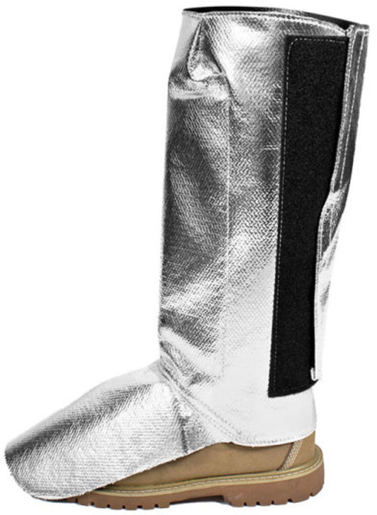 National Safety Apparel Large Silver Aluminized OPF / Para-Aramid Heat Resistant Legging With Hook And Loop