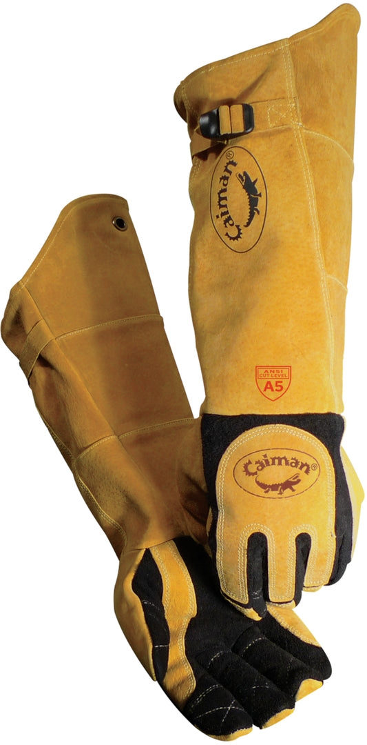 Protective Industrial Products Large 21" Black And Gold Premium Split Deerskin/Leather Cotton/Fleece/Para-Aramid Lined Welders Gloves