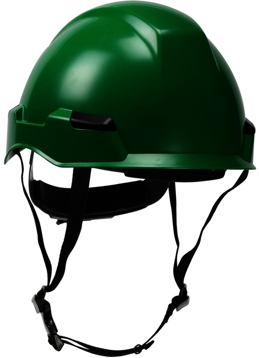 Protective Industrial Products Green Rocky™ ABS / Polycarbonate Non-Vented Cap Style Climbing Helmet With Wheel Ratchet/4 Point Nylon Webbing Cradle Suspension