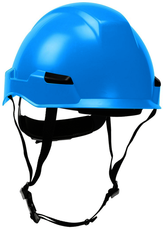 Protective Industrial Products Light Blue Rocky™ ABS / Polycarbonate Non-Vented Cap Style Climbing Helmet With Wheel Ratchet/4 Point Nylon Webbing Cradle Suspension