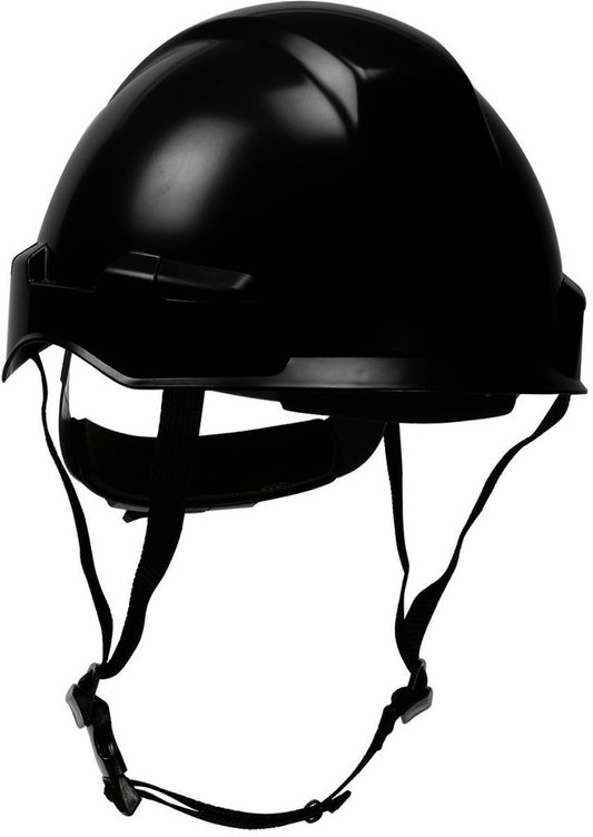 Protective Industrial Products Black Rocky™ ABS / Polycarbonate Non-Vented Cap Style Climbing Helmet With Wheel Ratchet/4 Point Nylon Webbing Cradle Suspension