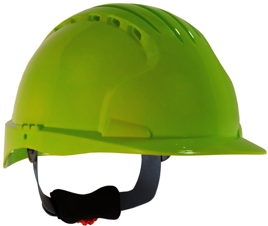 Protective Industrial Products Hi-Viz Yellow Evolution® Deluxe 6151 HDPE Vented Cap Style Hard Hat With Wheel Ratchet/6 Point Polyester Suspension