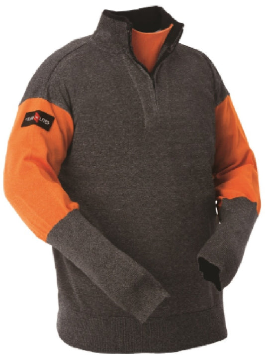 Tuff-N-Lite® 3X Black And Orange High Performance Polyethylene Yarn A5 - A8 ANSI Level Cut Resistant Pullover With Zipper Closure