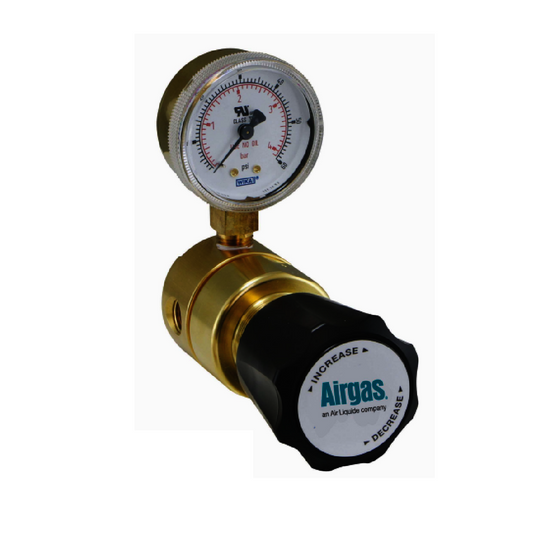 Airgas® Model 2710 Brass Corrosive Gas Low-Flow Single Stage Regulator With 1/4" Compression Fitting Connection