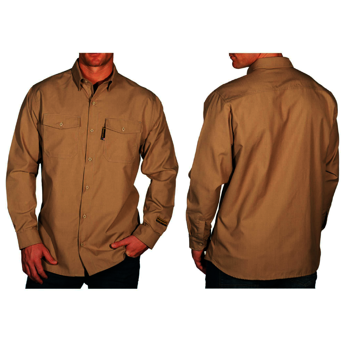 Benchmark FR® 2X Beige Silver Bullet FR Viscose Aramid Nylon Antistat Flame Resistant Premium Work Shirt With Button Front Closure