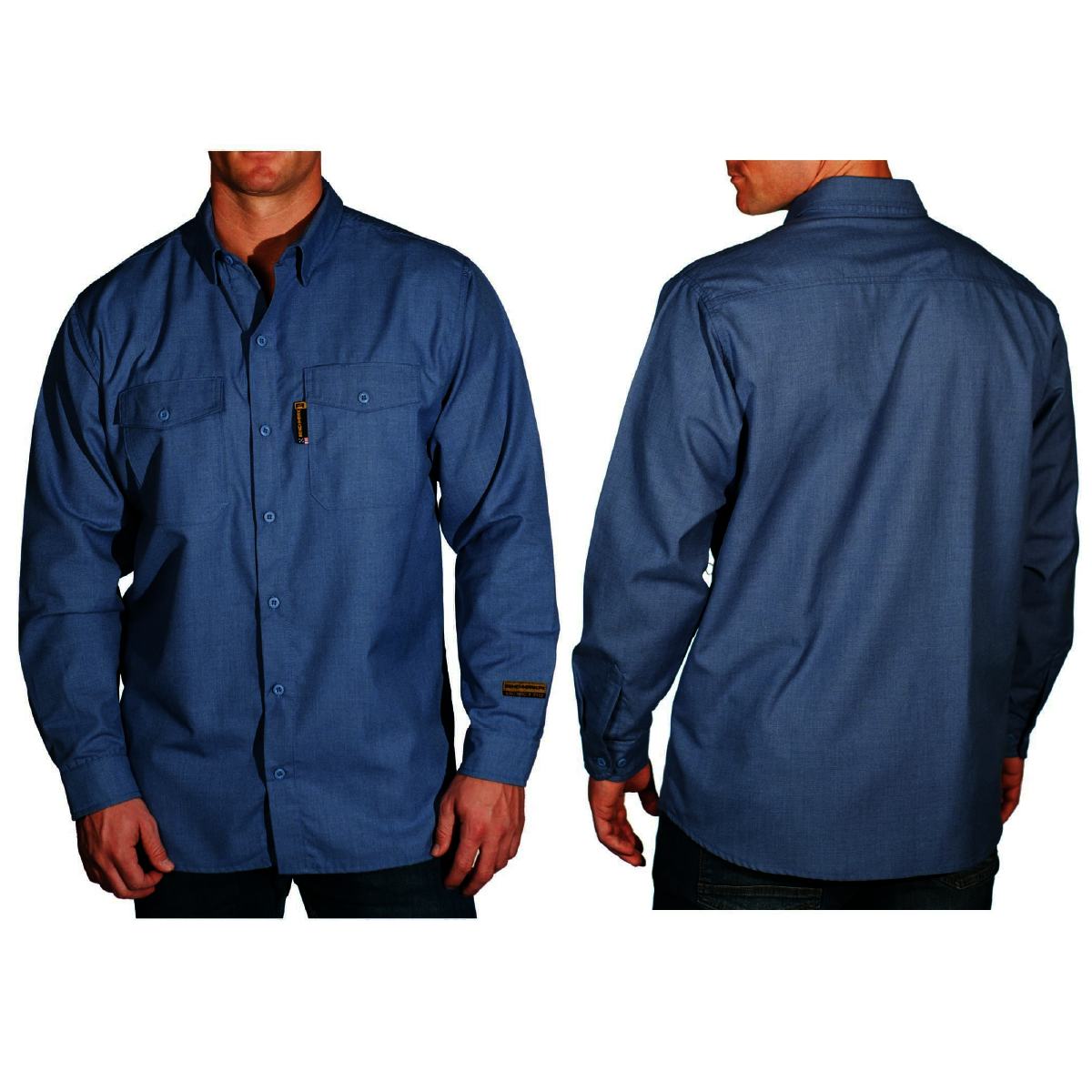 Benchmark FR® Large Light Blue Silver Bullet FR Viscose Aramid Nylon Antistat Flame Resistant Premium Work Shirt With Button Front Closure
