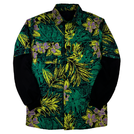 Benchmark FR® Small Multicolor Silver Bullet FR/Benchmark 3.0 FR Viscose Aramid Nylon Antistat Cotton Flame Resistant Hawaiian Shirt With Button Front Closure And Knit Sleeves and Aloha Print