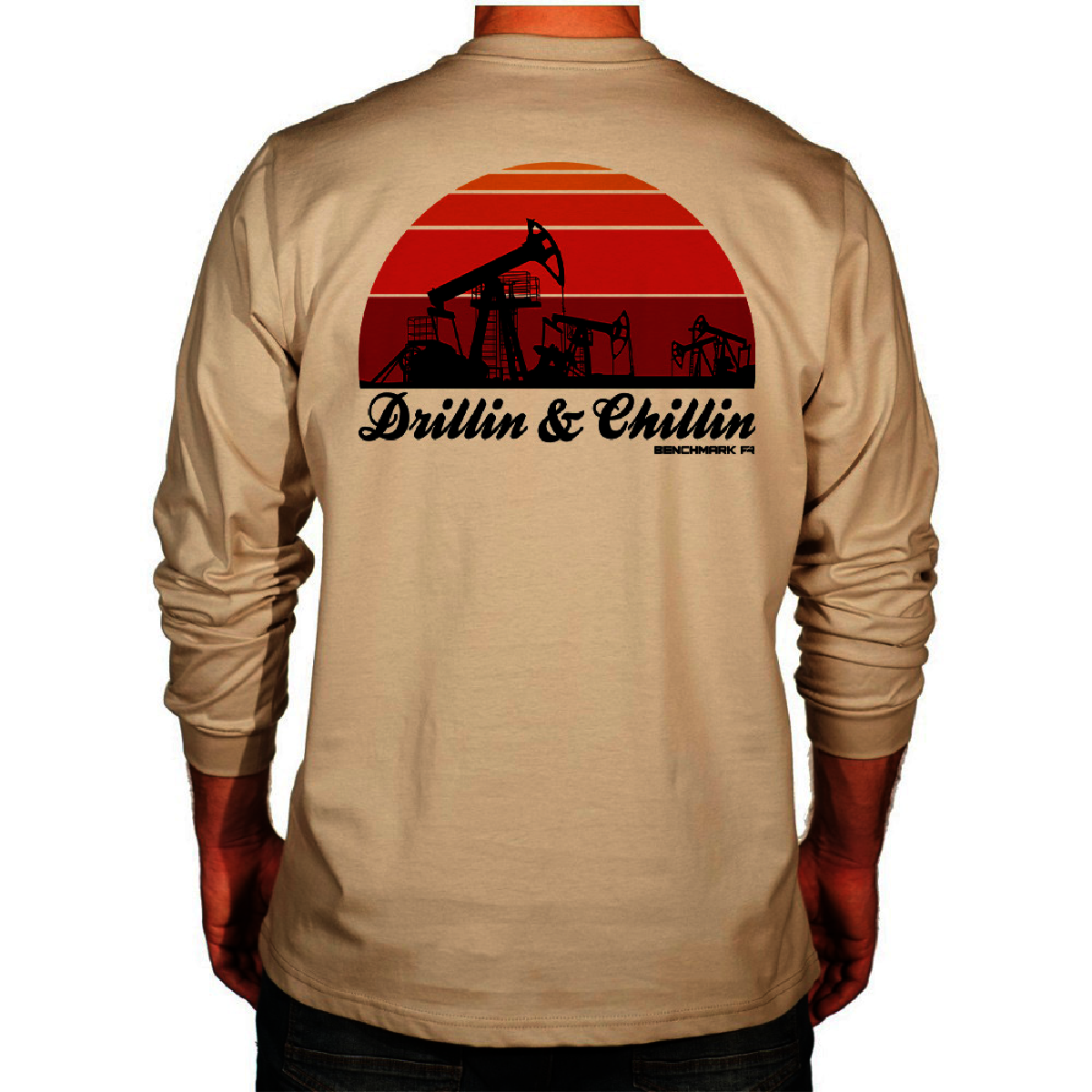 Benchmark FR® 2X Tall Beige Second Gen Jersey Cotton Flame Resistant T-Shirt With Drillin and Chillin Graphic
