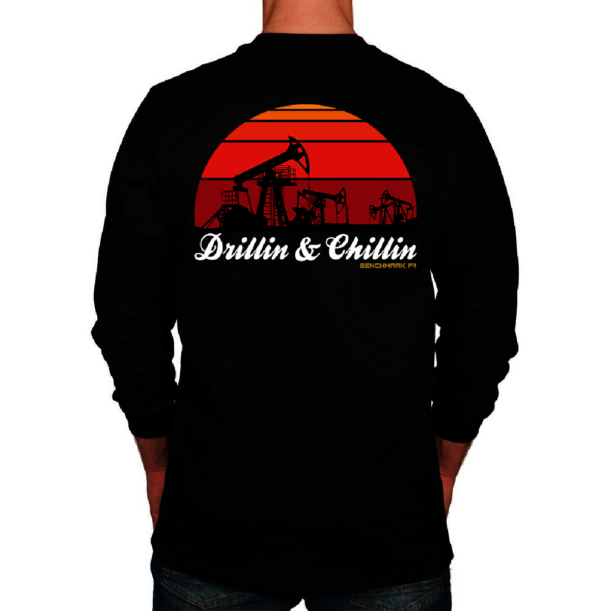Benchmark FR® 2X Tall Black Benchmark 3.0 Cotton Flame Resistant T-Shirt With Drillin and Chillin Graphic