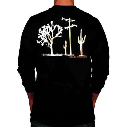Benchmark FR® Small Black Benchmark 3.0 Cotton Flame Resistant T-Shirt With Cactus Print