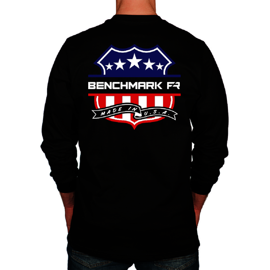 Benchmark FR® Small Black Benchmark 3.0 Cotton Flame Resistant T-Shirt With FR Union Crest Graphic