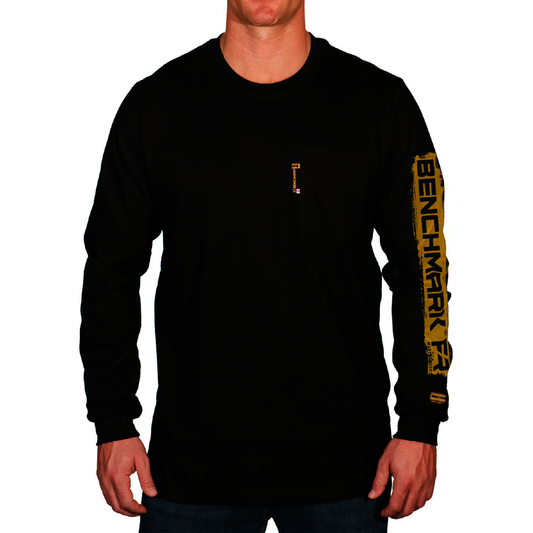 Benchmark FR® Small Black Benchmark 3.0 Cotton Flame Resistant T-Shirt With Road Stripe Graphic